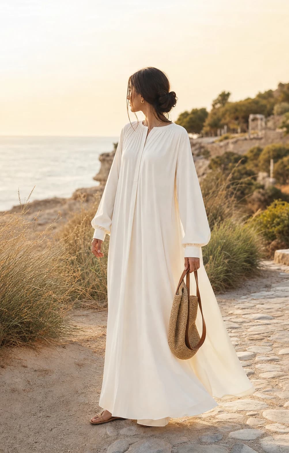 House of Zoya ivory jurk aan zee