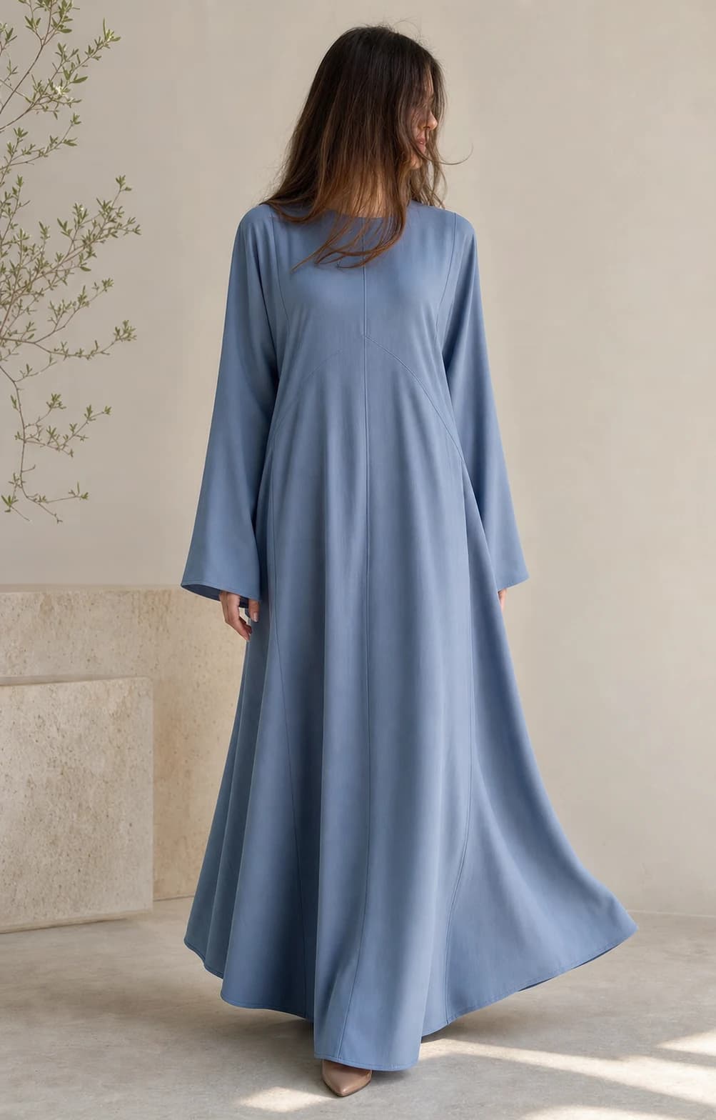 House of Zoya blauwe modest jurk